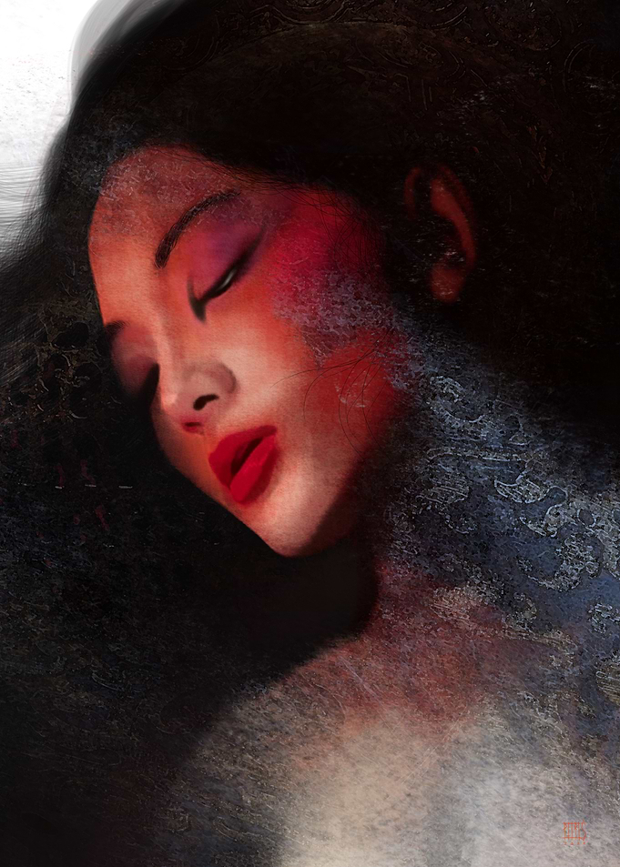 Woman with Red Lips