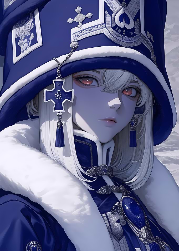 Anime Girl in Blue and White