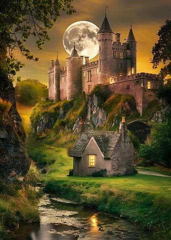 Enchanted Castle Under the Harvest Moon