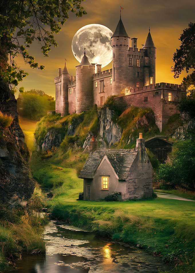 Enchanted Castle Under the Harvest Moon