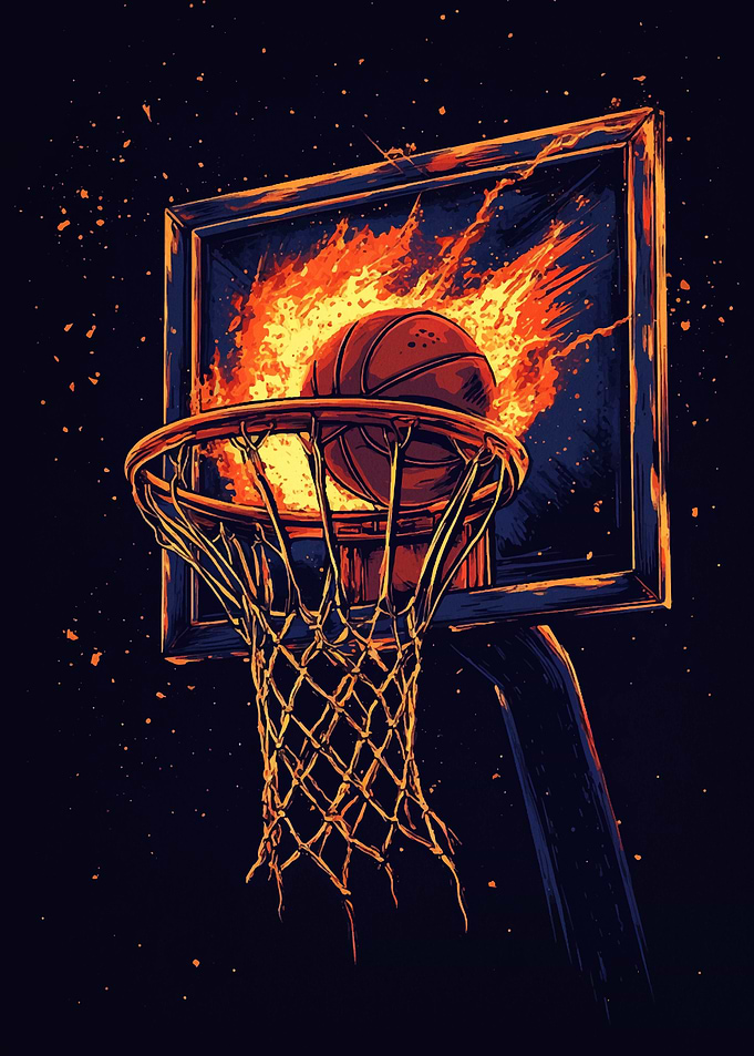 Flaming Basketball Hoop