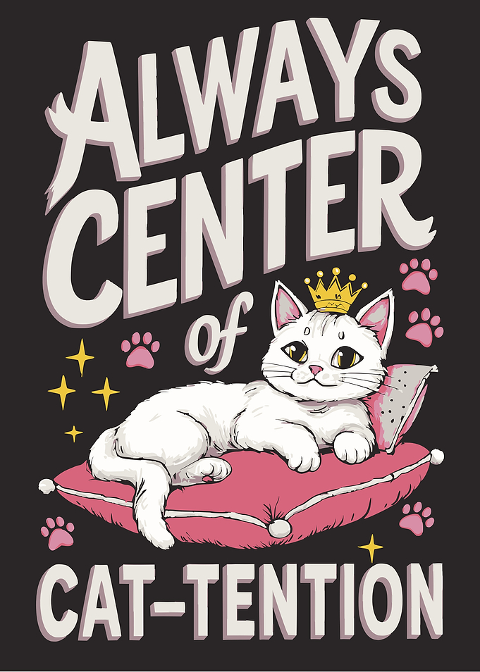 Cat-ttention Cat Lovers Lettering