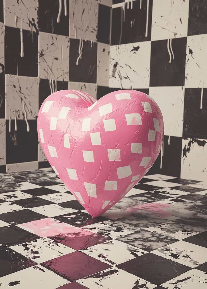 Pink Checkered Heart