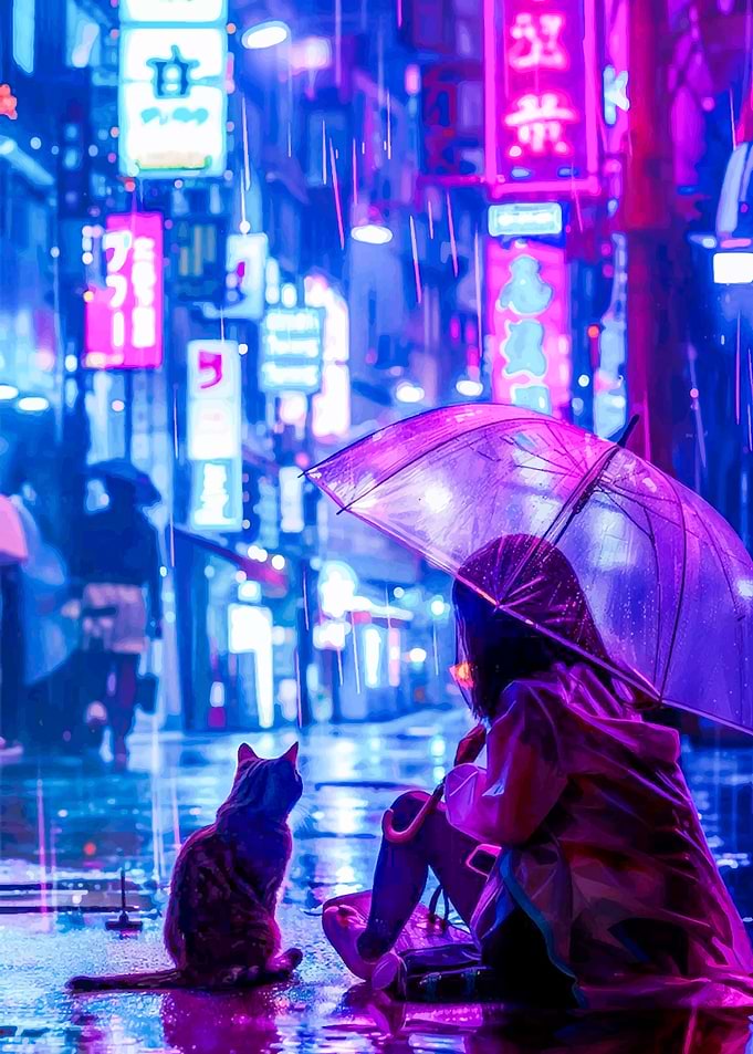 Cat in Neon City