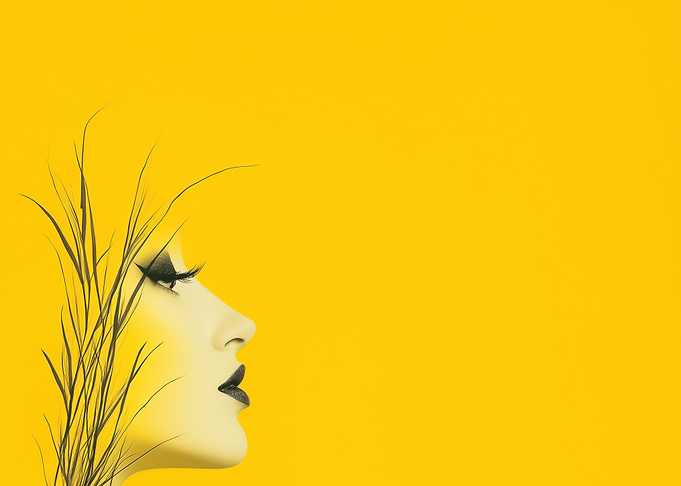 Woman's Profile with Black Lines