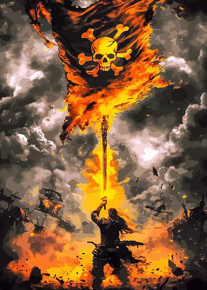 Burning Pirate Flag