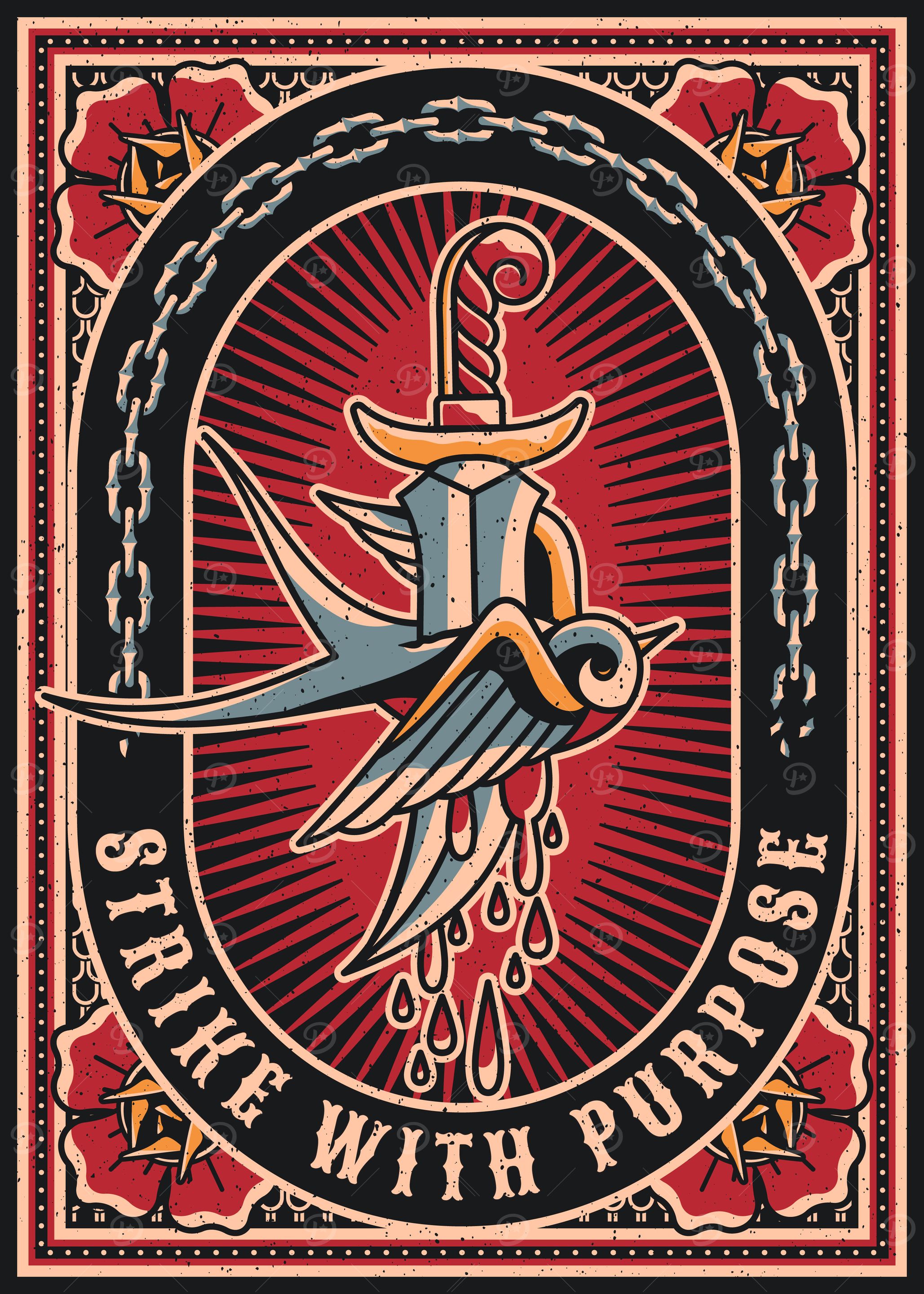Swallow & Dagger Tattoo