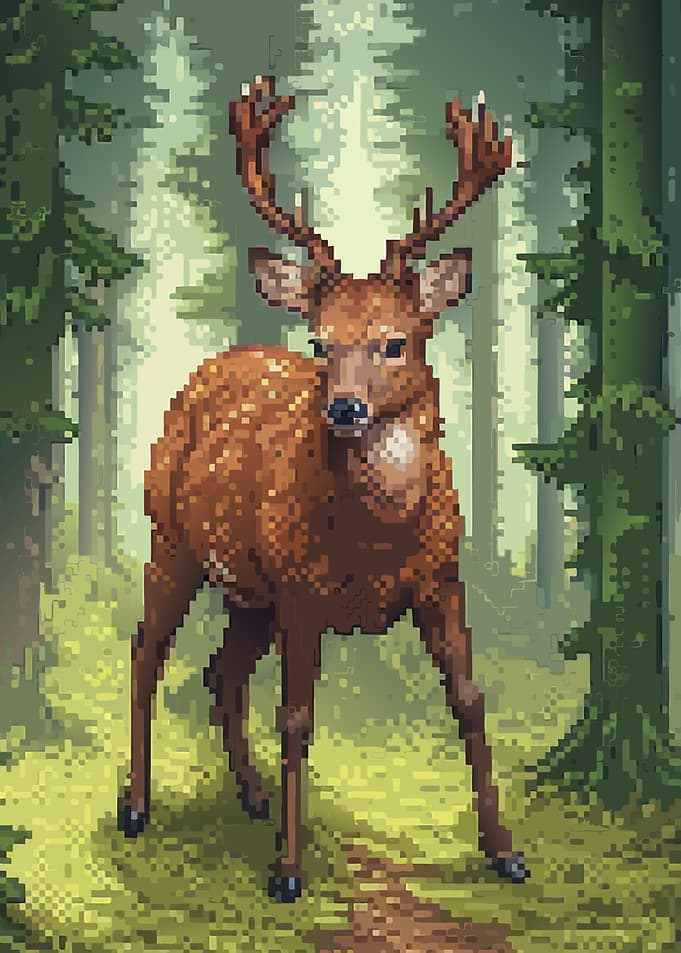 Pixel Deer in Forest