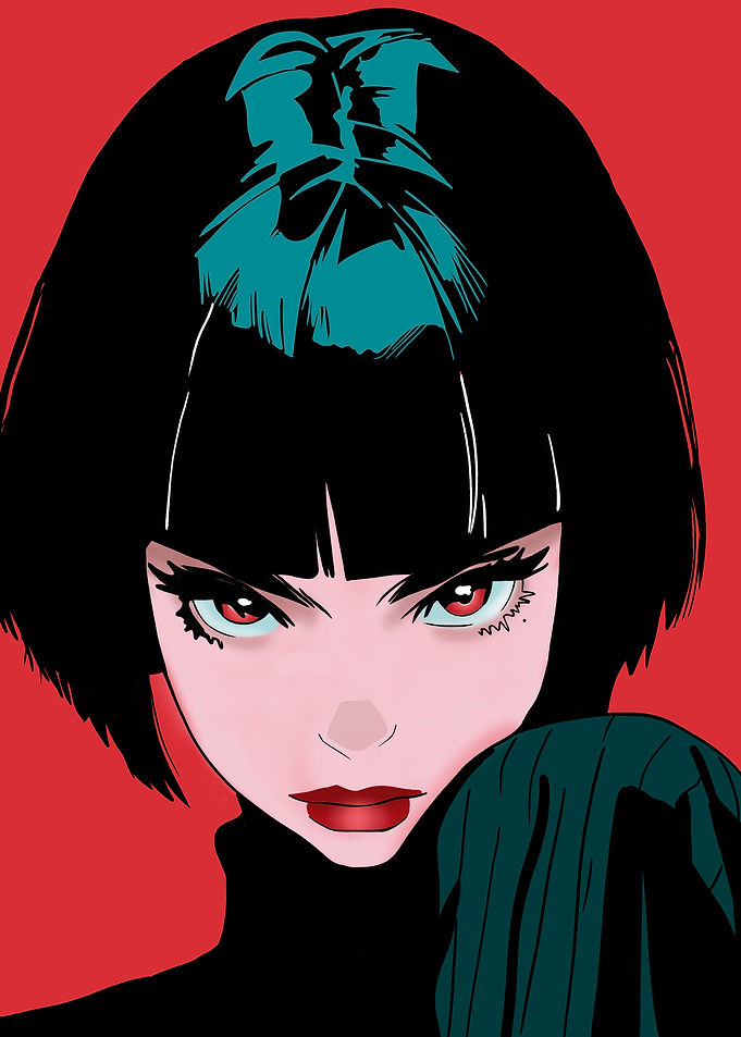 Anime Girl with Red Eyes