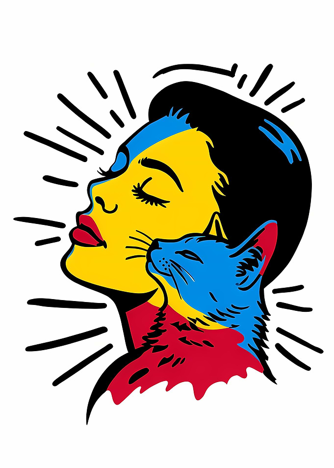 Woman and Cat Pop Art
