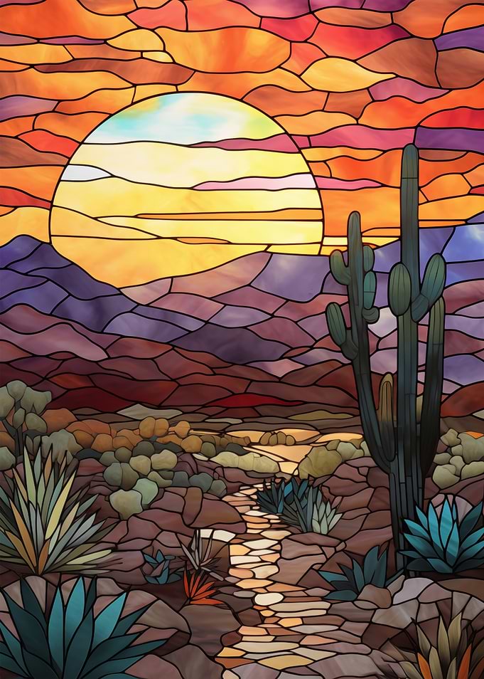 Stained Glass Desert Sunset