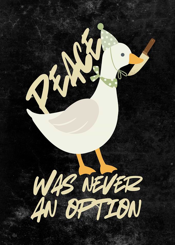 Funny Goose with Knife Peace