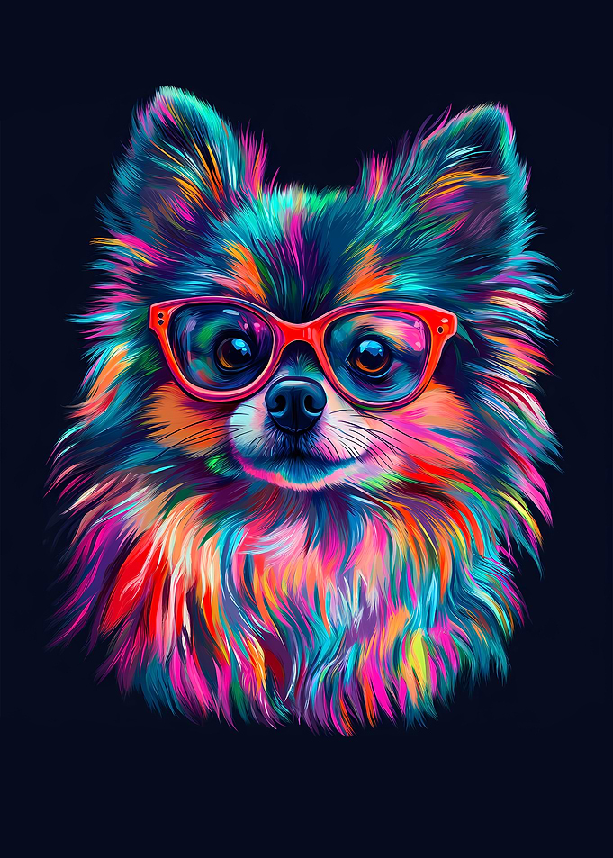 Rainbow Dog with Glasses