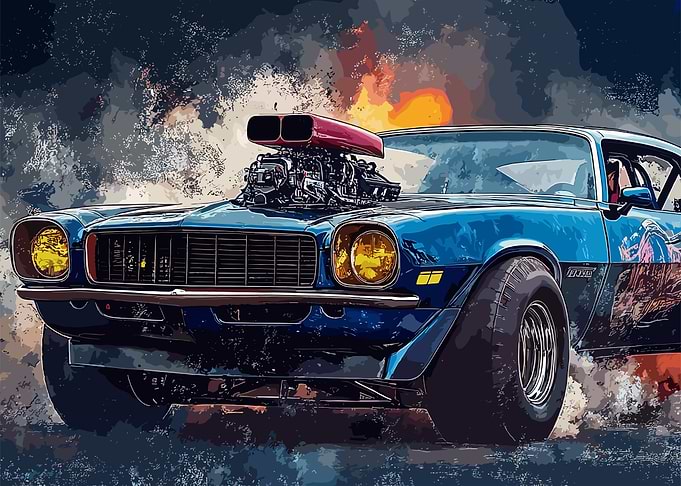 Blue Muscle Car