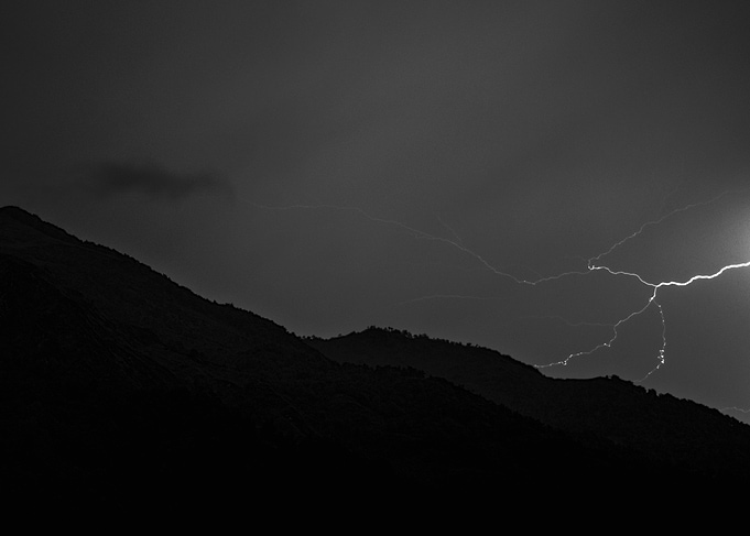 Lightning Strike Over Mountains