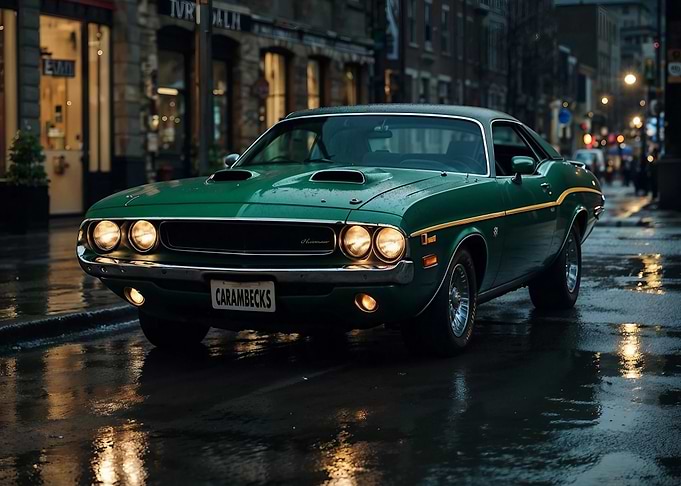 Green Muscle Car
