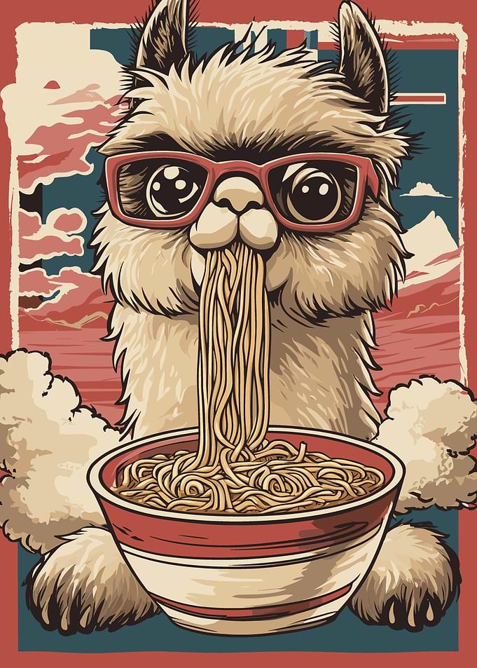 Llama Eating Ramen