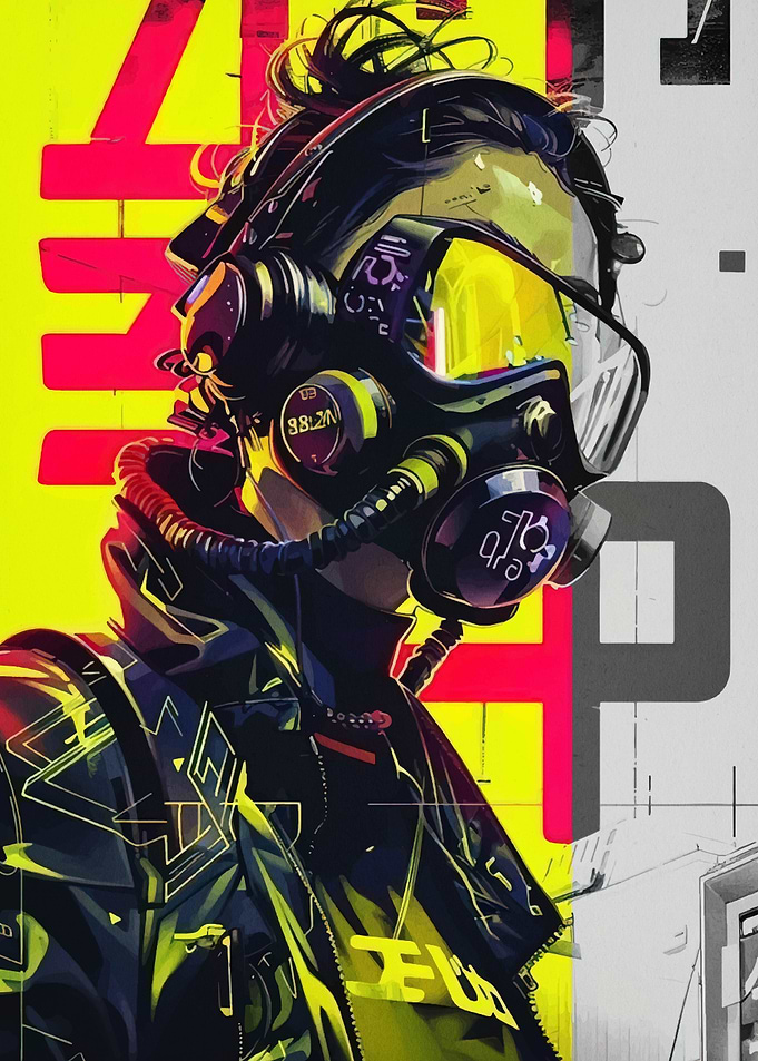 Cyberpunk Gas Mask Portrait