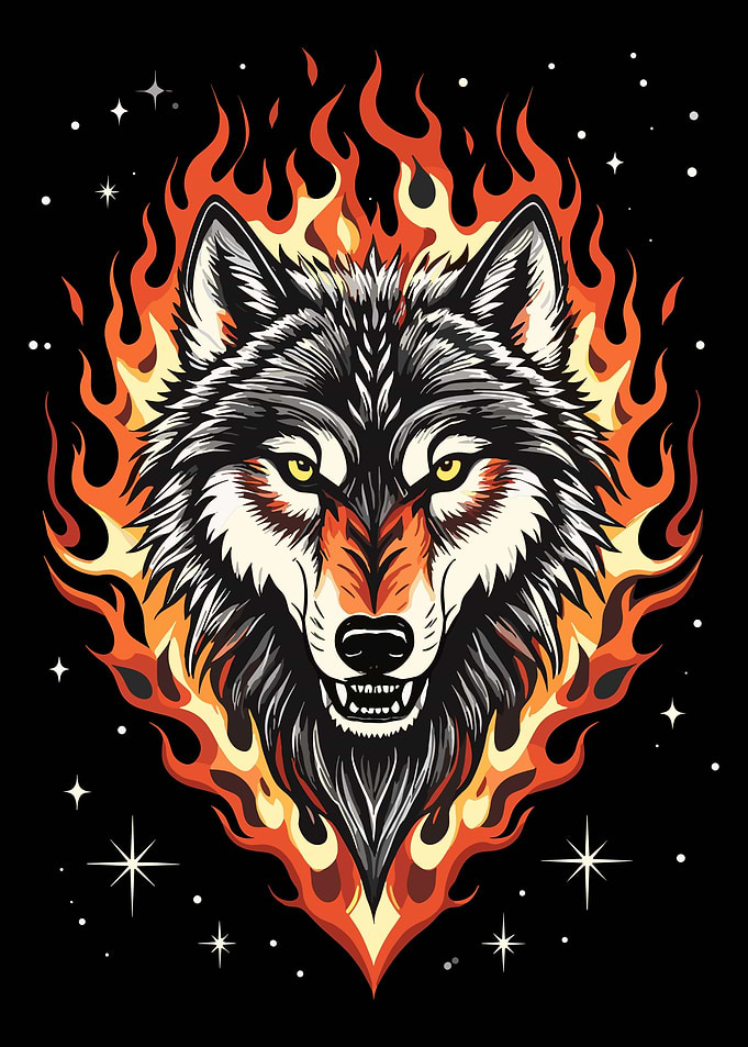 Fiery Wolf Head