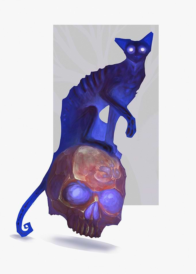 Dead Cat on Skull
