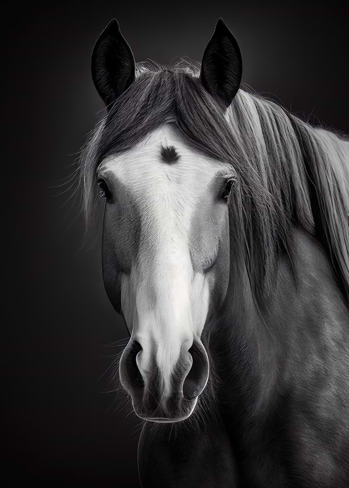 Horse Portrait in fineart photography in black and white