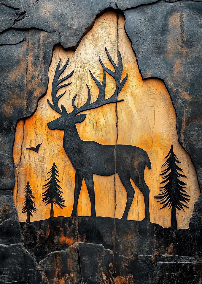 Deer Silhouette Wood Art