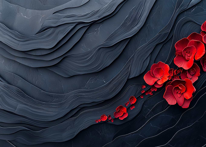 Crimson Flow Across Midnight Stone