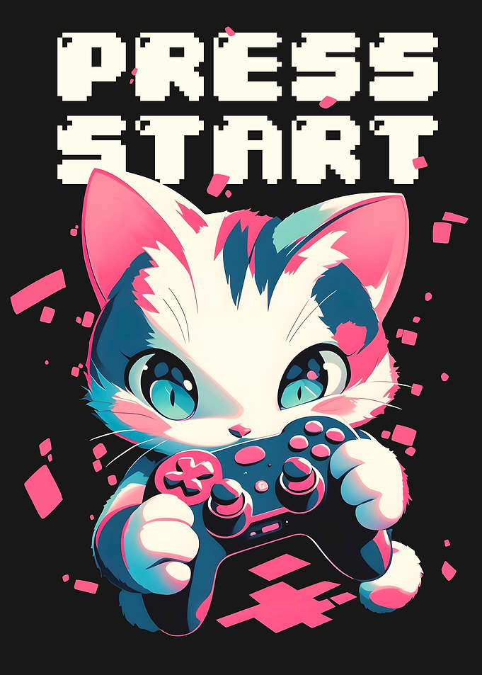 Gamer Cat Press Start