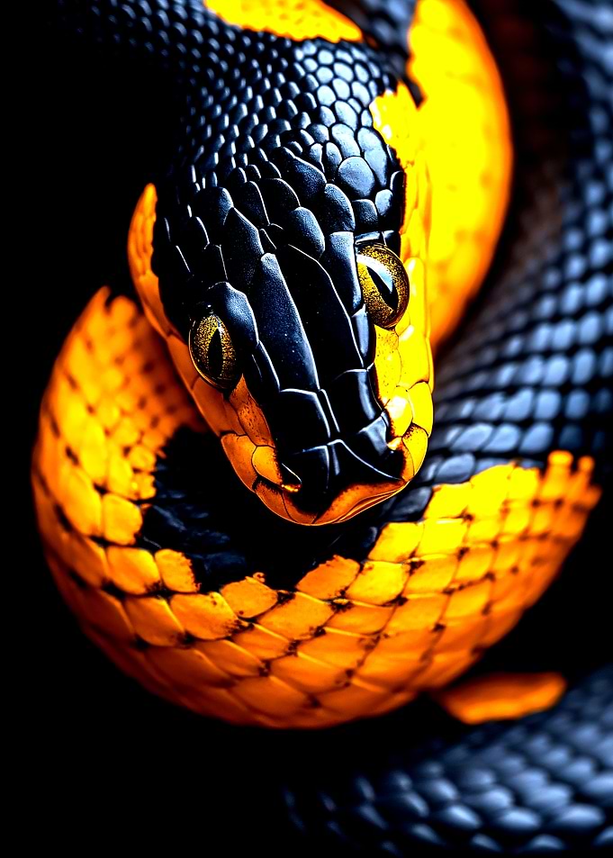 Staring Black and Yellow Snake