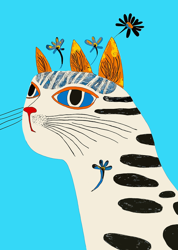 Cat with Flowers