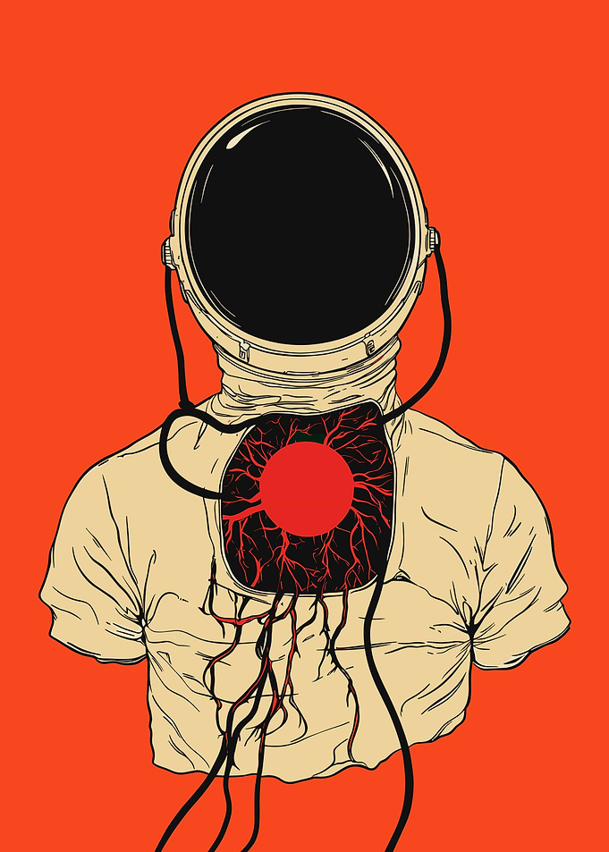 Astronaut with Exposed Heart