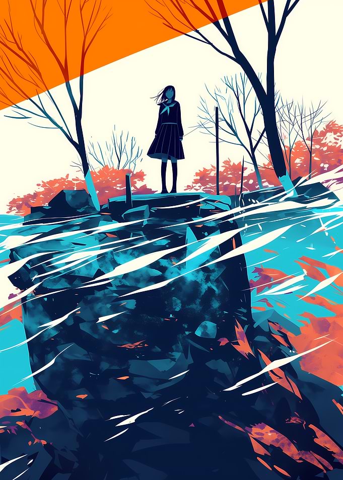 Silhouette Girl by the Water