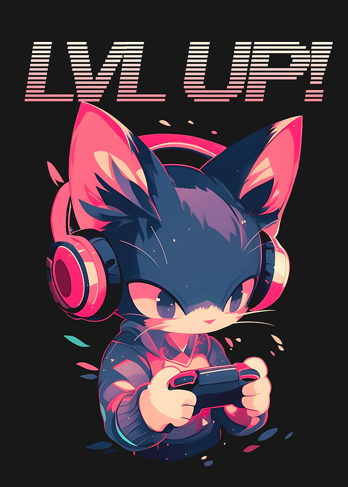 Gamer Cat Level Up