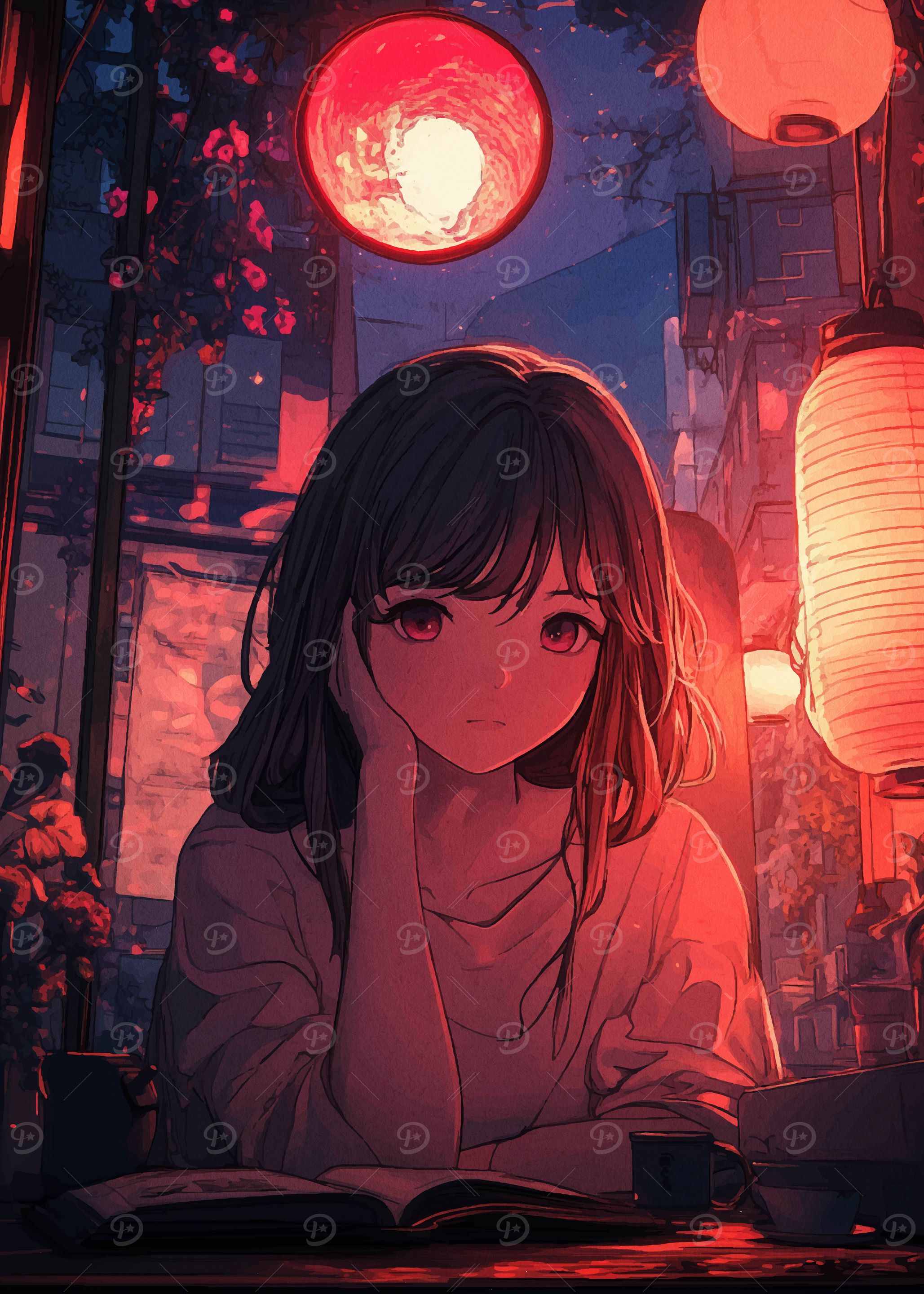 Anime Girl Night Scene