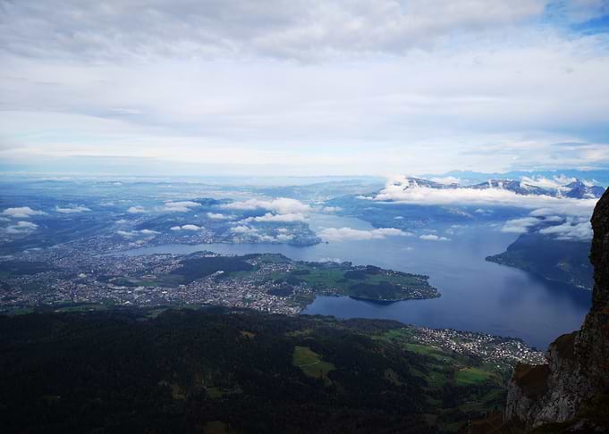 Lucerne - Mt Pilatus - Mountaintop View of Lake and City
