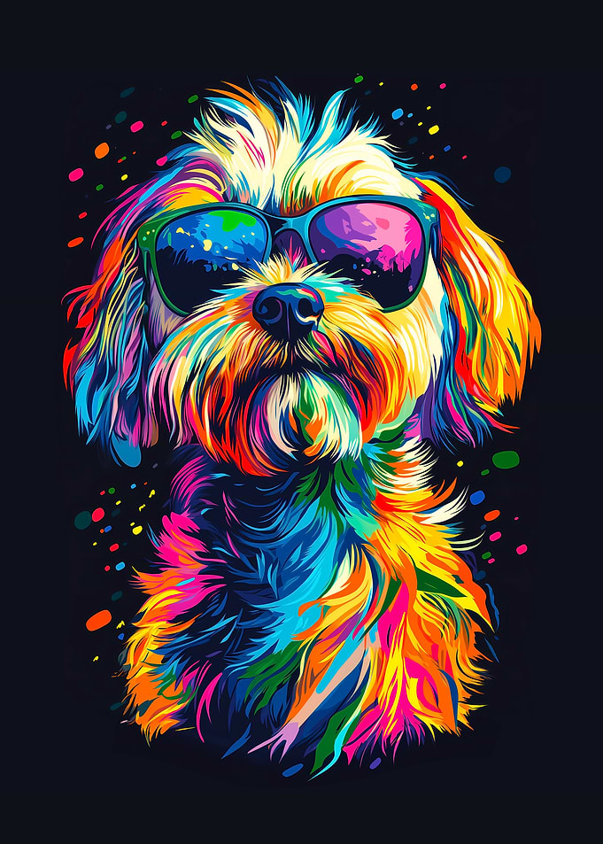 Colorful Dog with Sunglasses