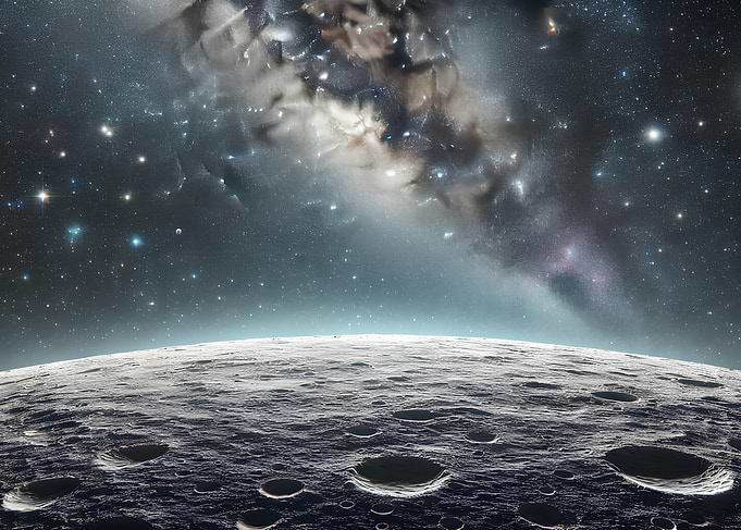 Lunar Landscape with Nebula