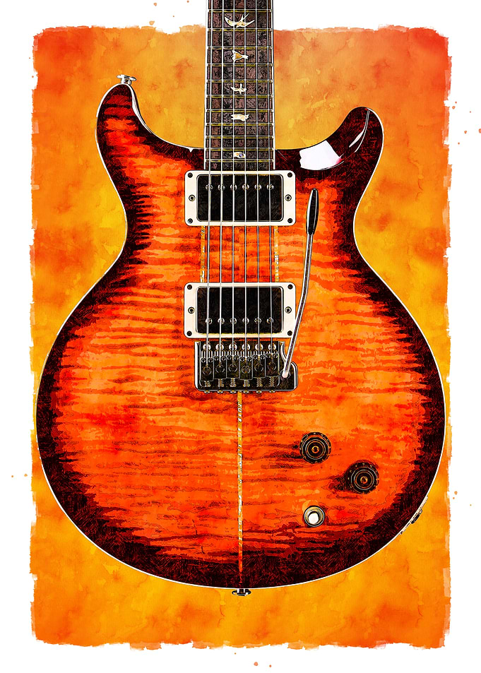 Electric Guitar Watercolor PRS