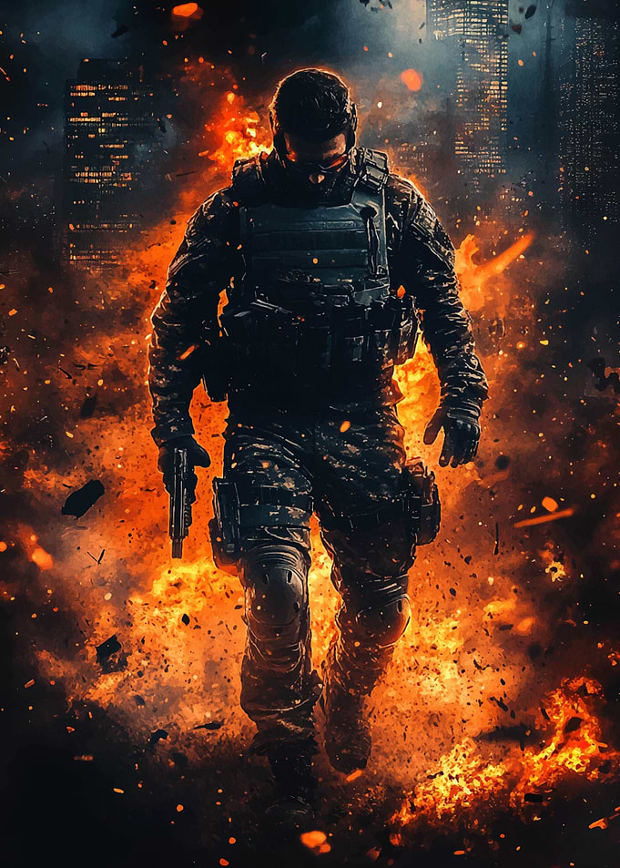 Soldier in Fire