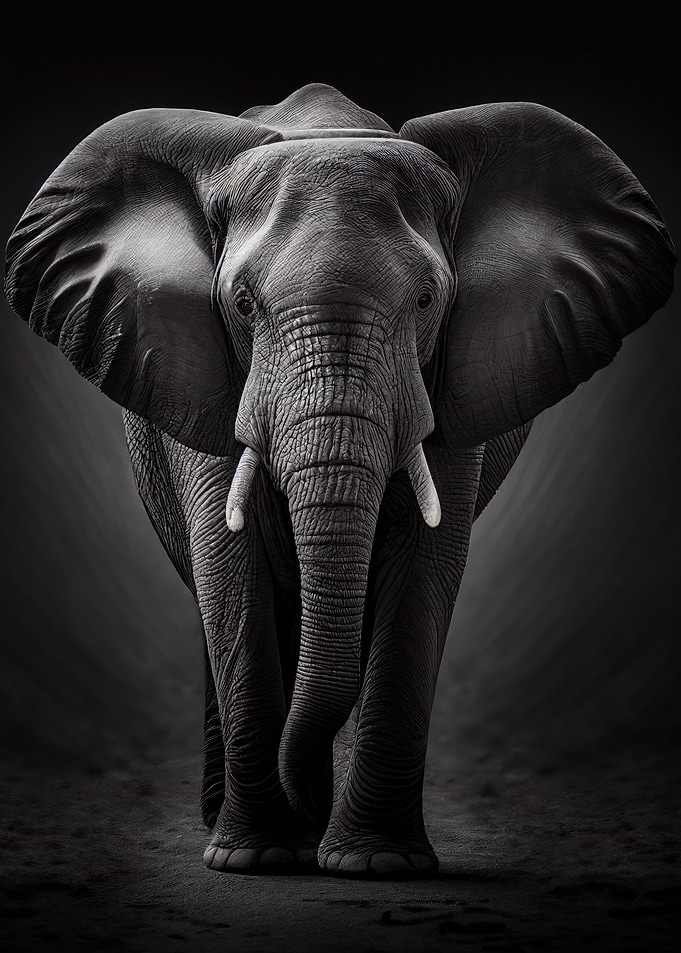 Elephant Portrait in fine art photography in black and white