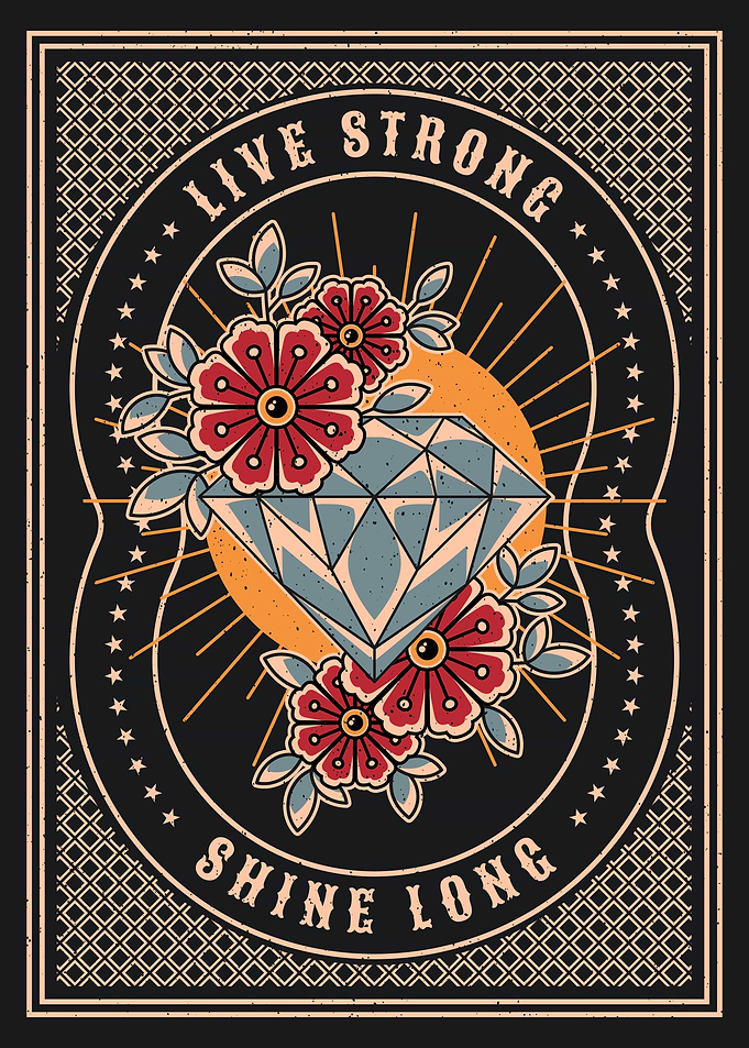 Diamond & Flower Tattoo