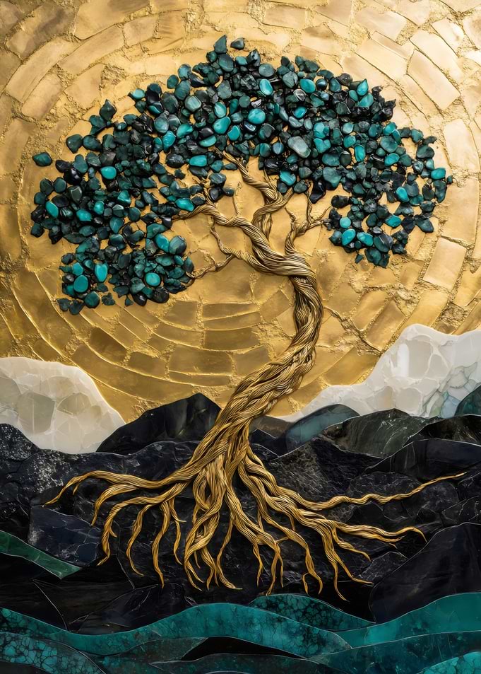 Gold Tree Mosaic Art
