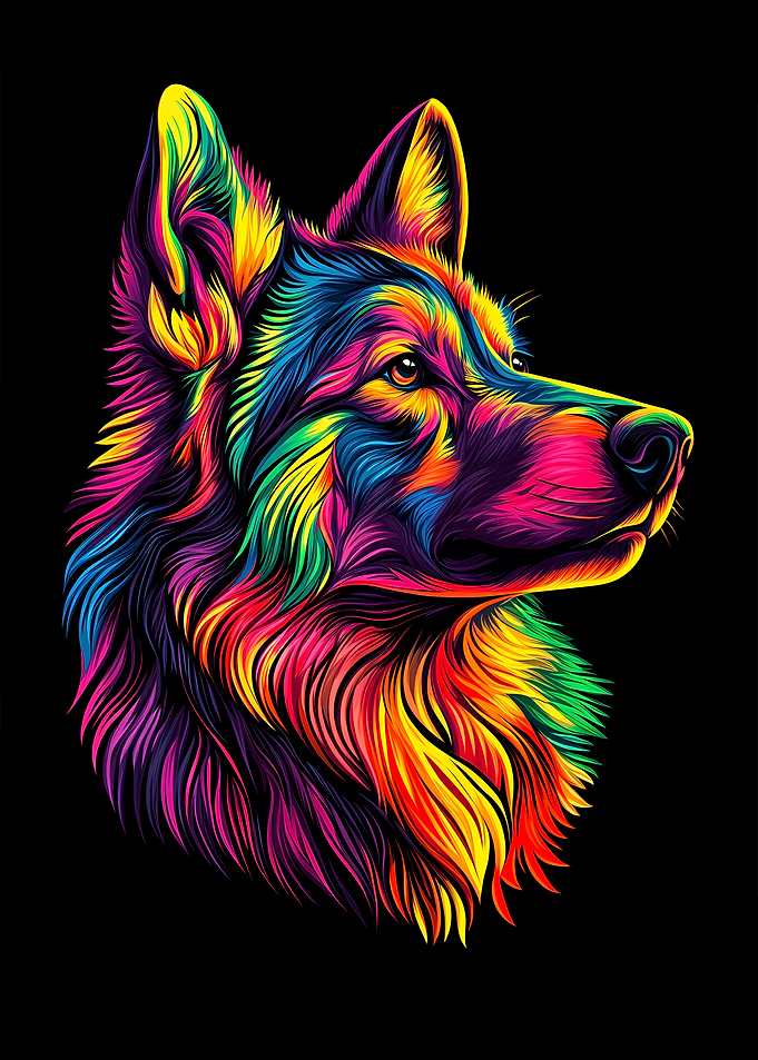 Rainbow Wolf Portrait