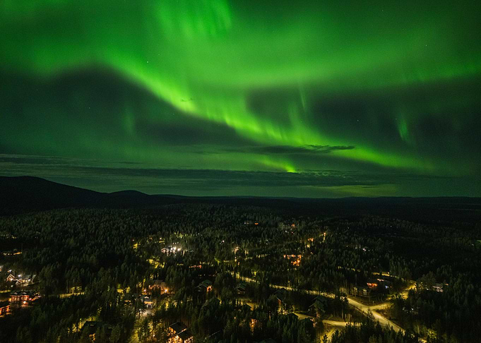 Northern Lights Over Forest Town