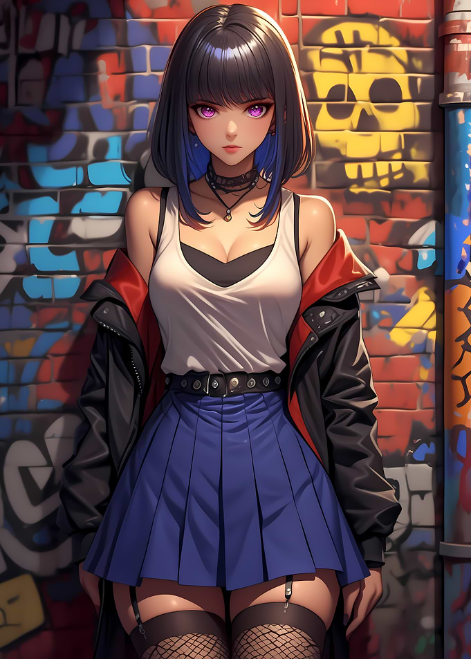 Anime Girl with Purple Eyes Gaming