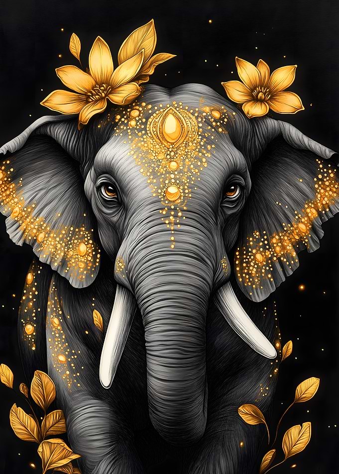 Golden Elephant Art Animal