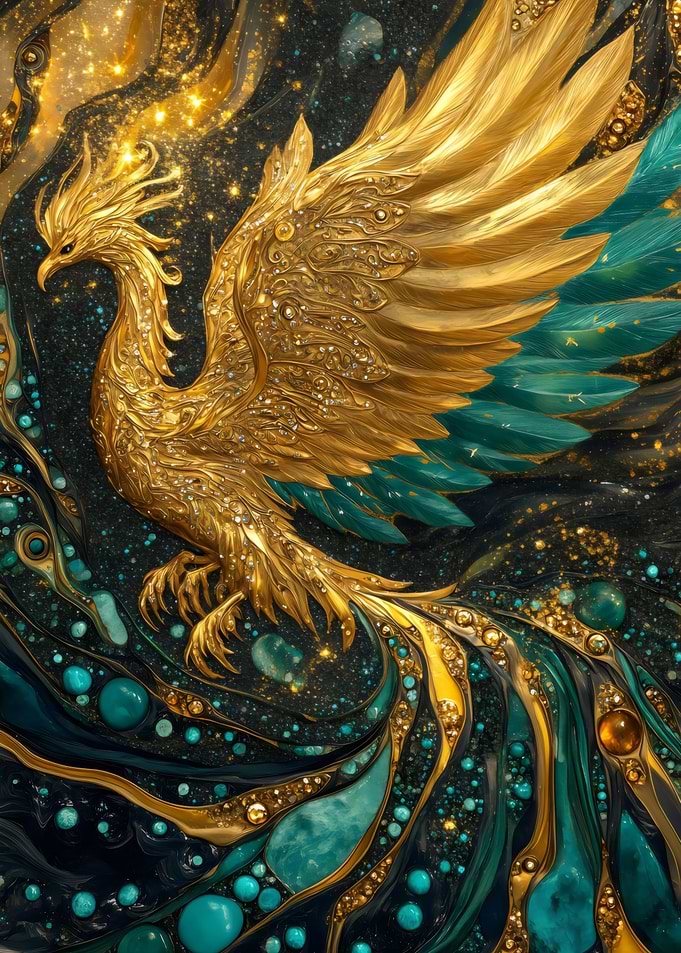 Golden Phoenix Fantasy Art
