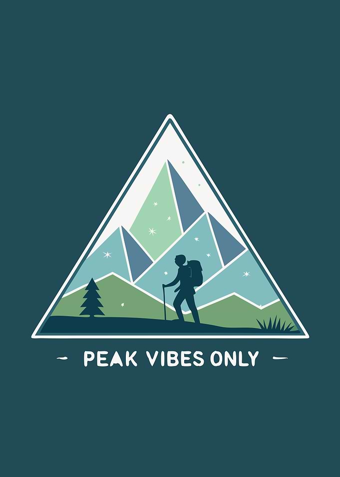 Peak Vibes Only Mountain Adventure - left