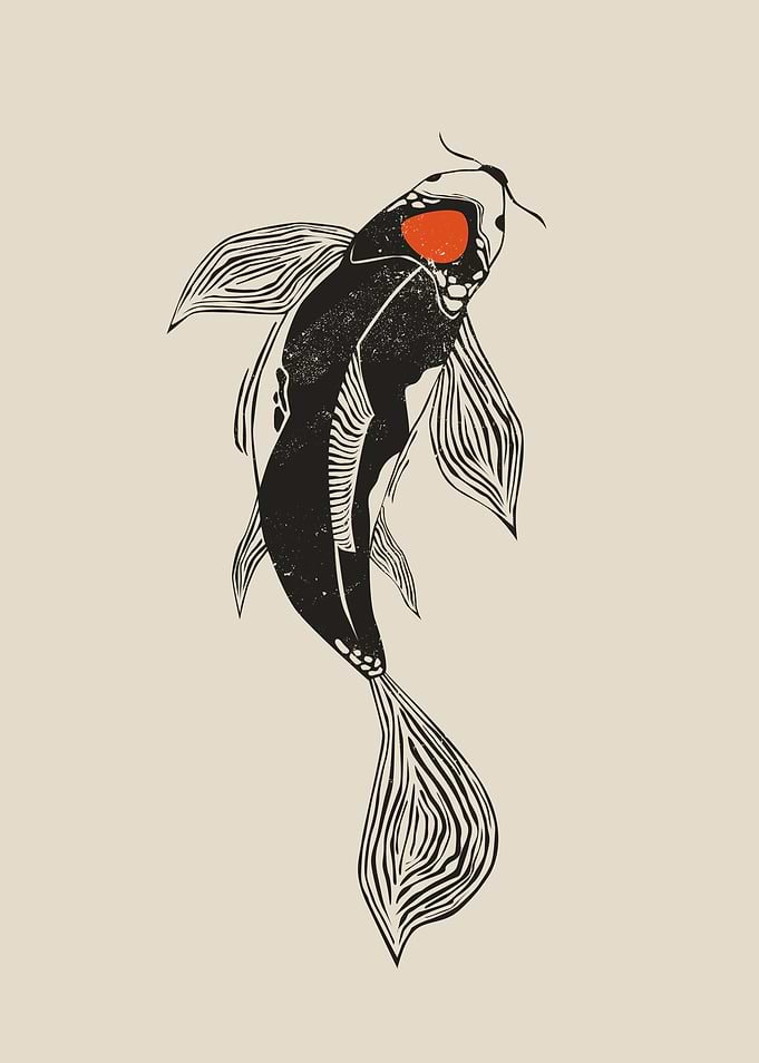 Black and White Koi Fish