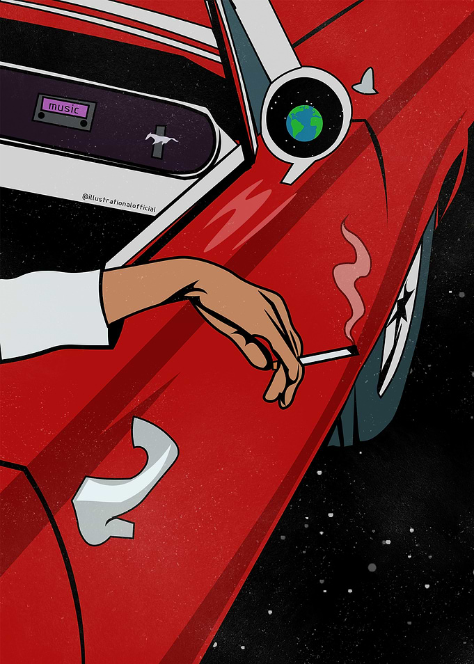Red Car in Space